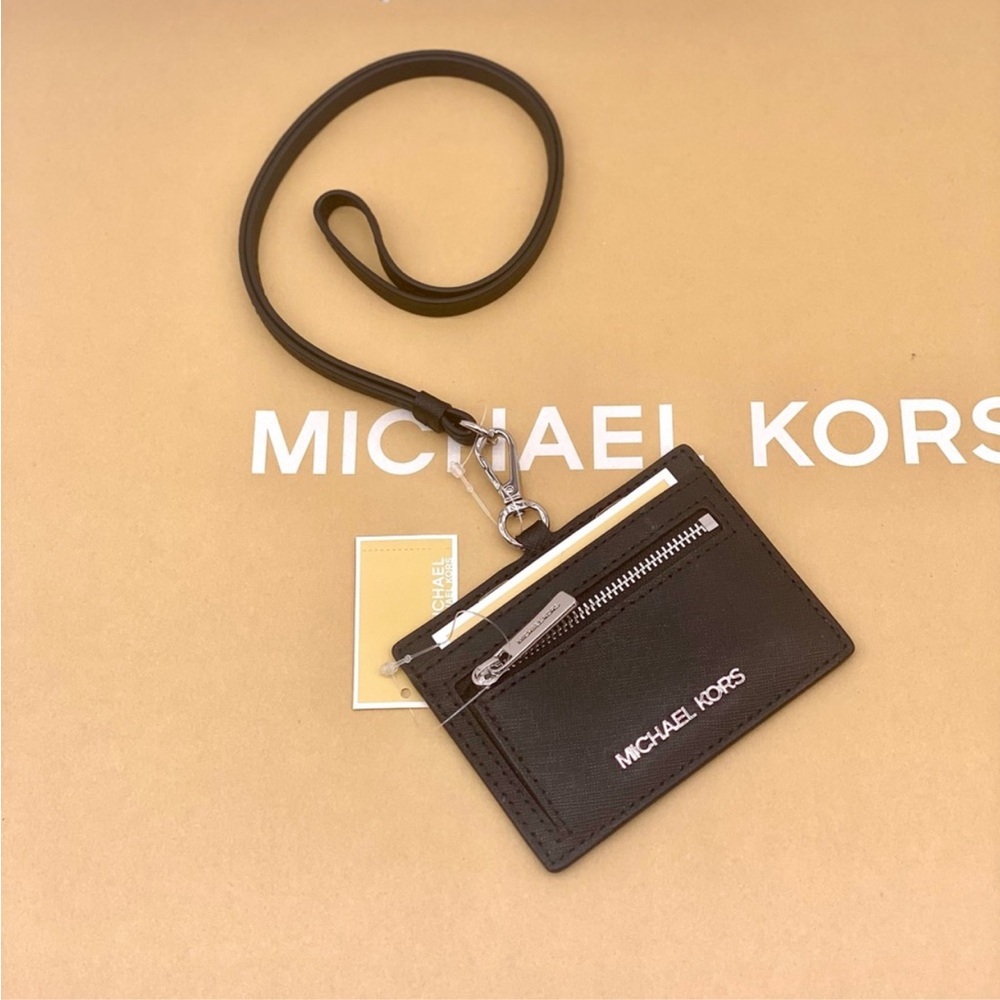 Michael Kors Black Card Holder Wallet Lanyard - Picture 2 of 10
